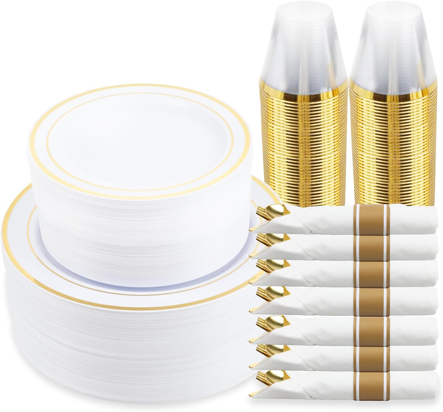 350 Piece Gold Dinnerware Set for Elegant Events and Parties
