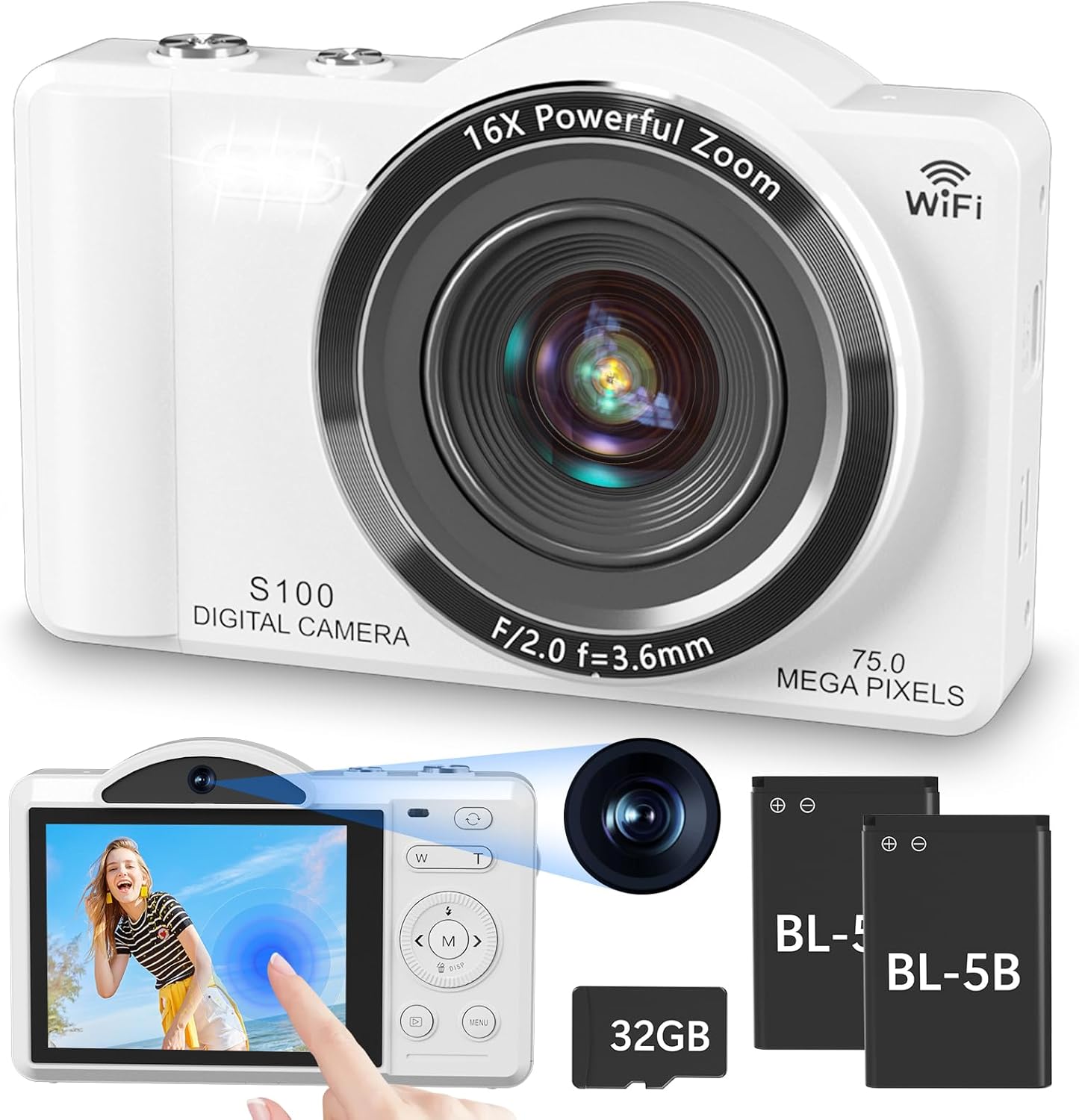 WiFi 4K Vlogging Camera - 75MP Autofocus Touchscreen - Gavonde
