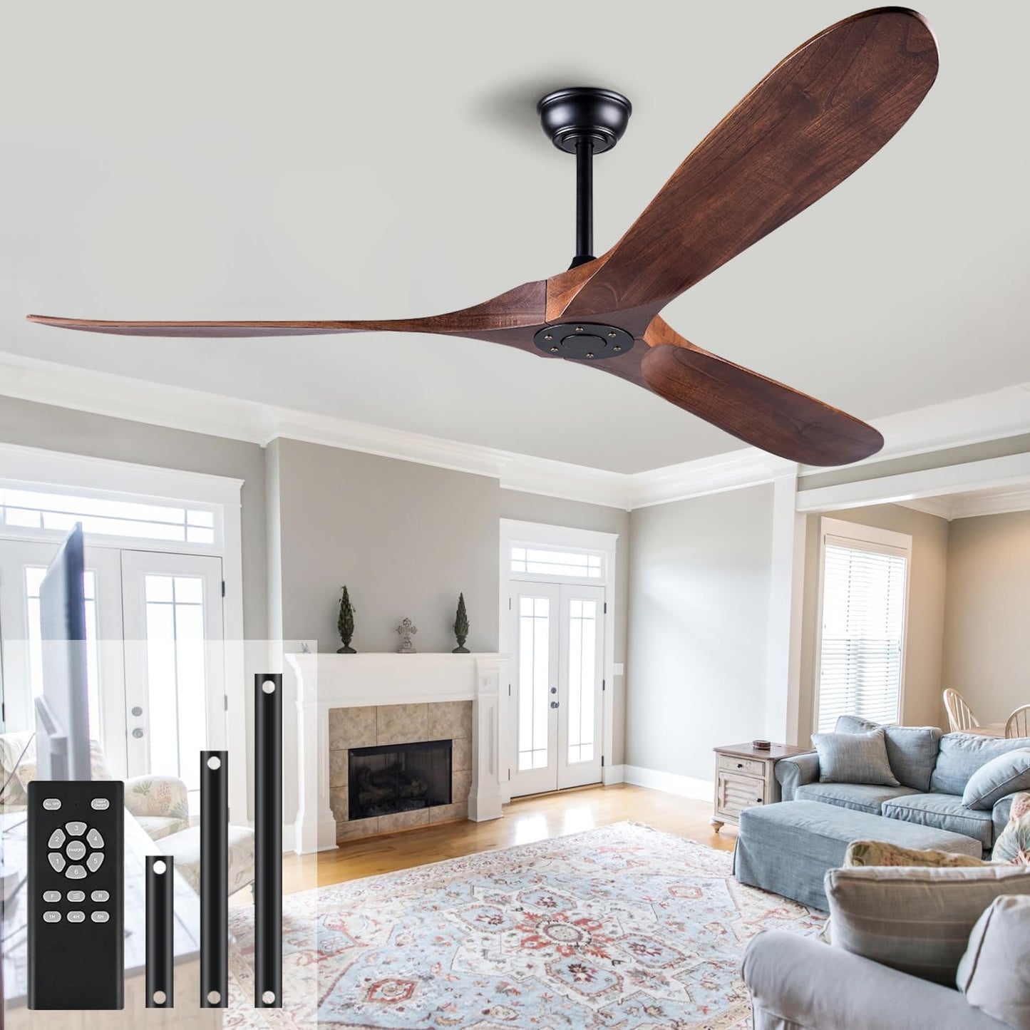 EOPETY 60 Inch Ceiling Fan Without Light for Indoor Outdoor
