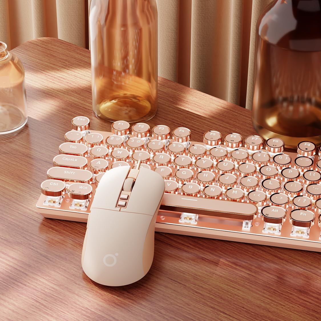EWEADN Wired Typewriter Keyboard and Mouse Combo for Gaming