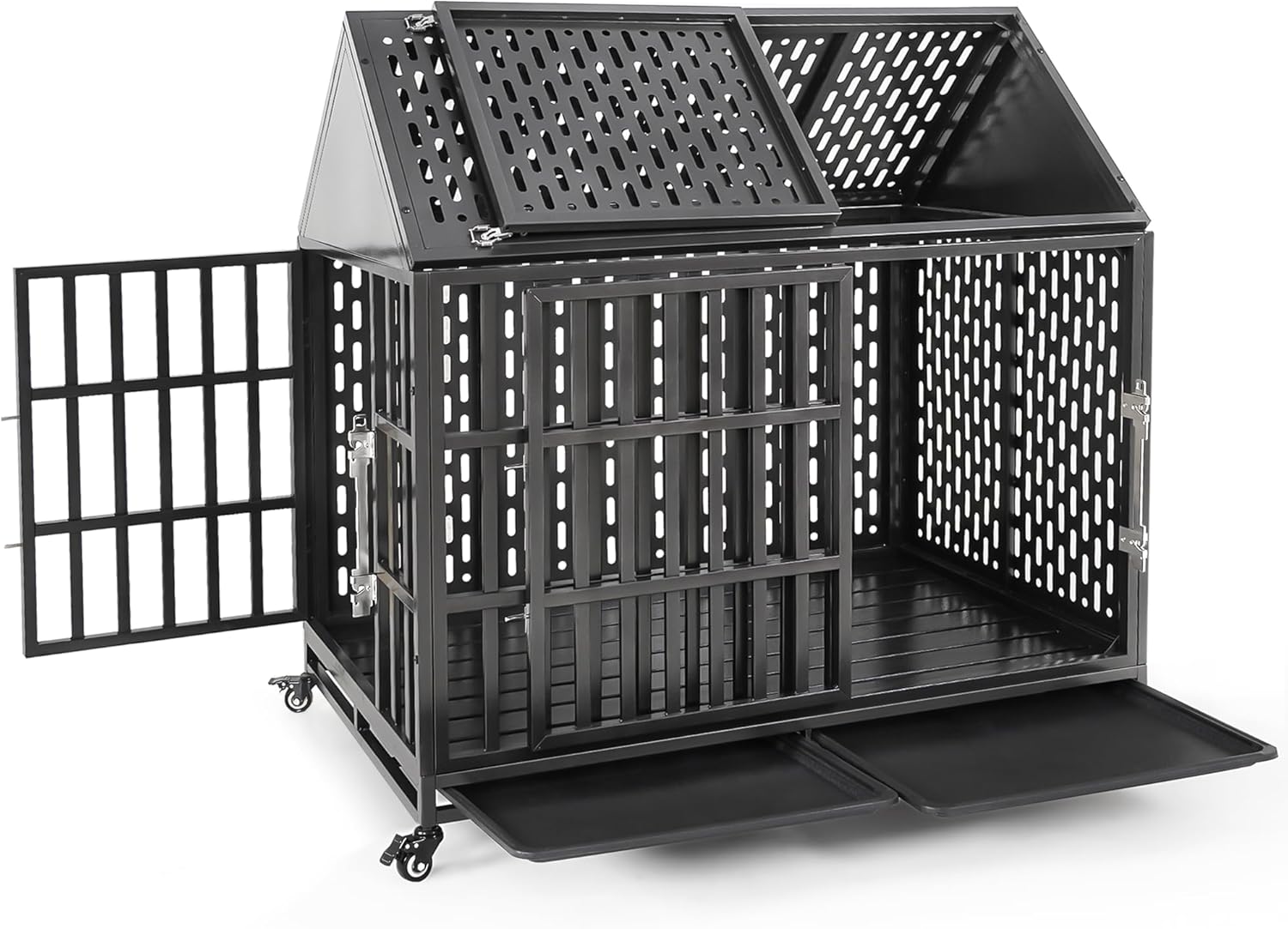 46 Inch Heavy Duty Dog Crate for High Anxiety Dogs - Indestructible