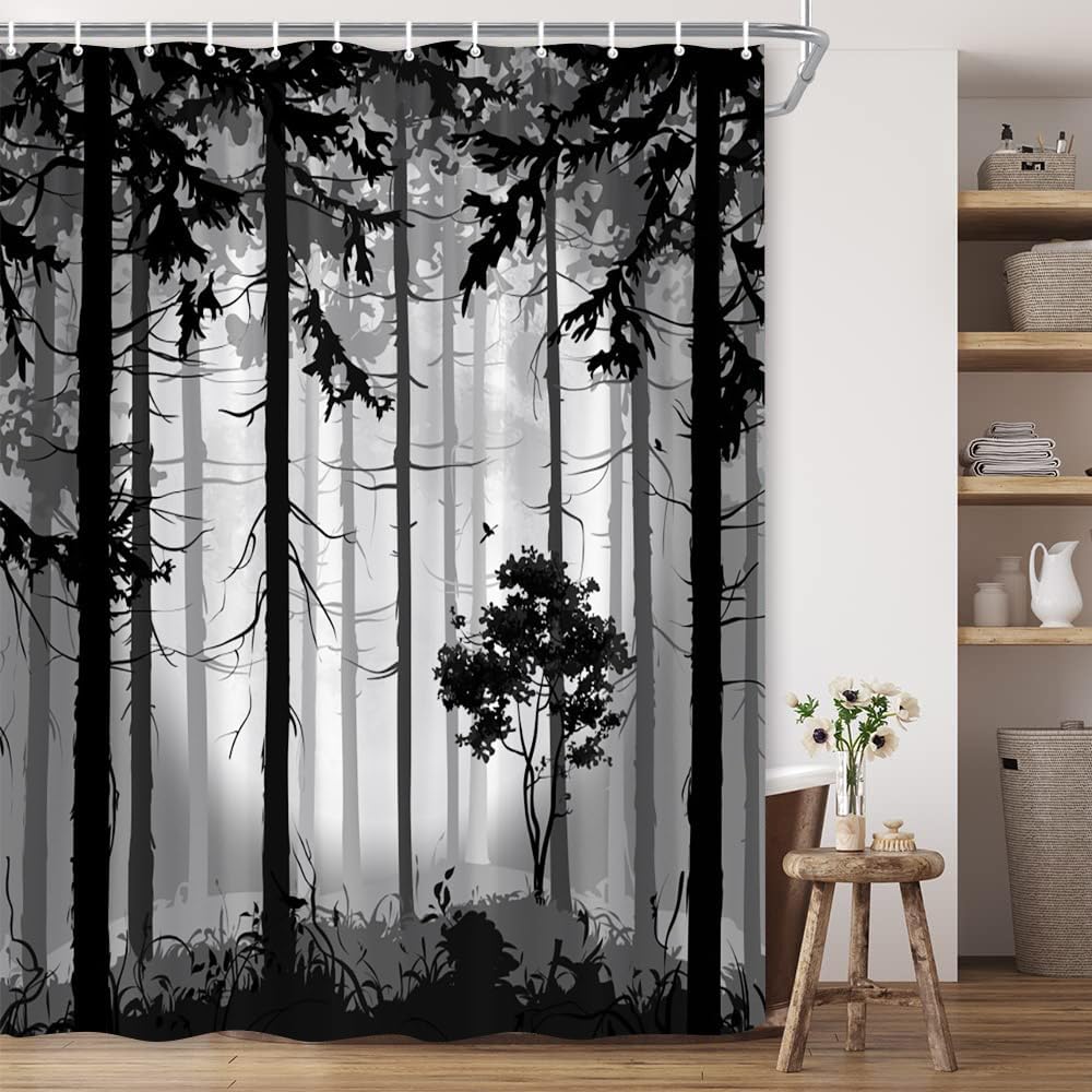 Gothic Forest Moon Shower Curtain - Farmhouse Decor 60x70
