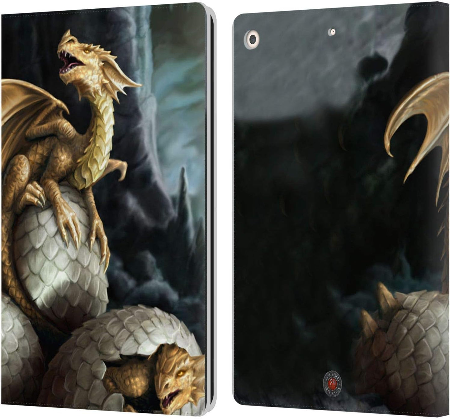Anne Stokes Golden Treasures Dragons Leather Wallet Case for iPad