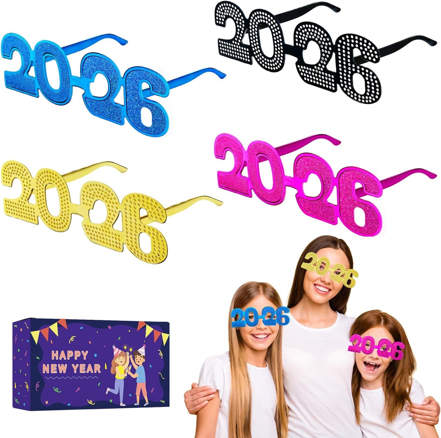 2026 New Years Glasses Bulk - Fun Party Favors for Celebrations