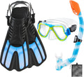 Snorkeling Gear for Kids Ages 3-14 - 4 in 1 Set with Fins