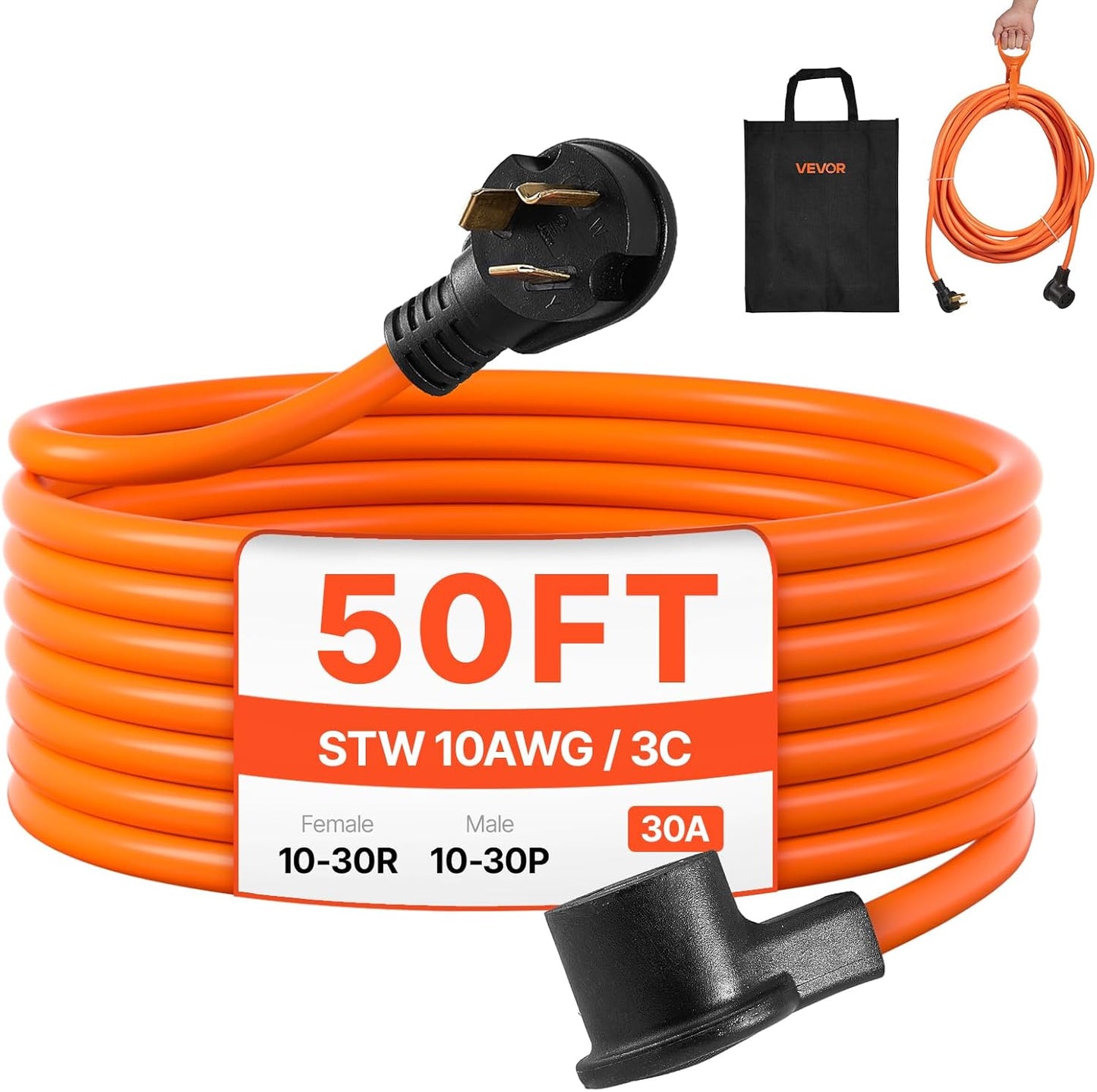 VEVOR 50 ft Dryer Extension Cord for Indoor and Outdoor Use