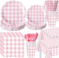 Pink Gingham Party Supplies 452 Pc Set for 50 Guests - Coordinated