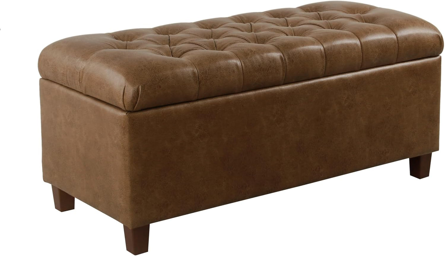 Stylish Button Tufted Storage Ottoman Bench for Living Room