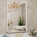 24x32 in White Metal Framed Bathroom Mirror - Clear, Durable