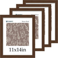 11x14 Picture Frame Set 4 Pack - Brown Wood Grain Frames for Photos