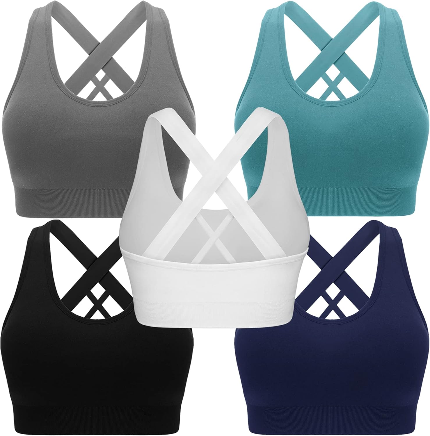 High Impact Seamless Criss Cross Back Sports Bra for Women
