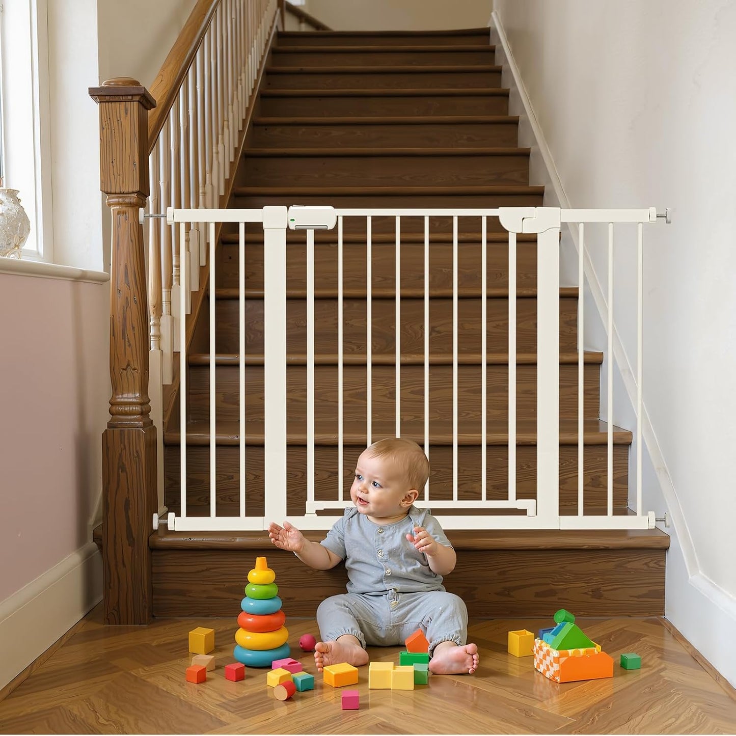 29.5-46 in Baby Gate for Stairs, Auto Close Safety Gate