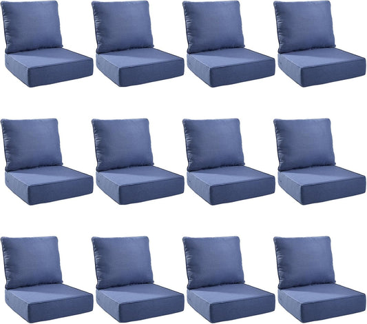 Outdoor Cushion Set for Furniture - 12-Pack 24x24 Inch Cushions