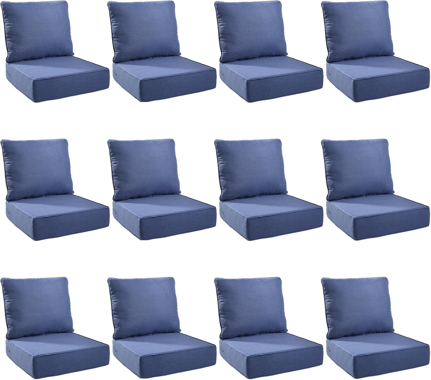 Outdoor Cushion Set for Patio Furniture - 12-Pack Blue Cushions