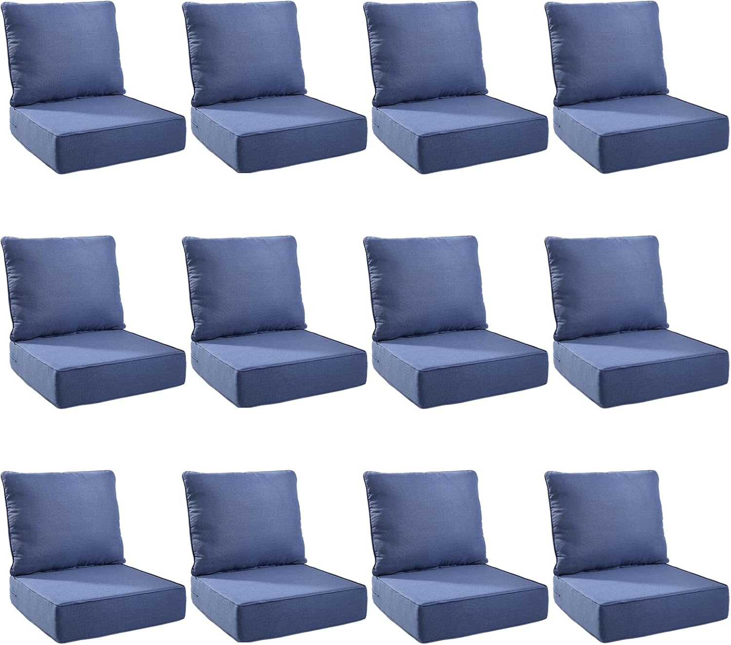 Outdoor Cushion Set for Patio Furniture - 12-Pack Blue Cushions
