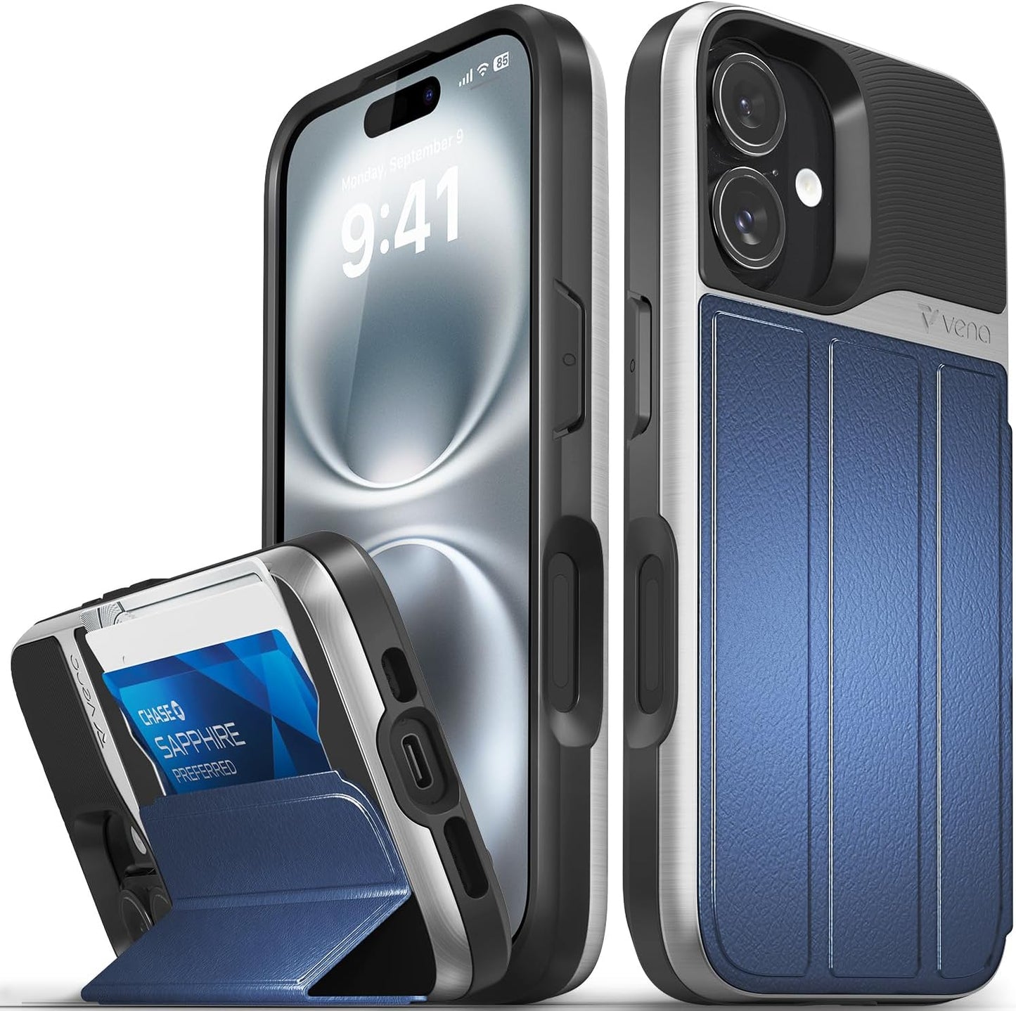 VENA vCommute iPhone 16 Wallet Case with Kickstand & Protection