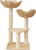 SHENGOCASE Cat Tree Tower with Rattan Baskets - Window Perch for Large