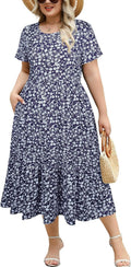 Women's Plus Size Midi Dress 1X-4X - Tiered Floral Pockets