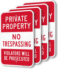 SmartSign 18in x 12in No Trespassing Sign 4-Pack - Reflective Durable
