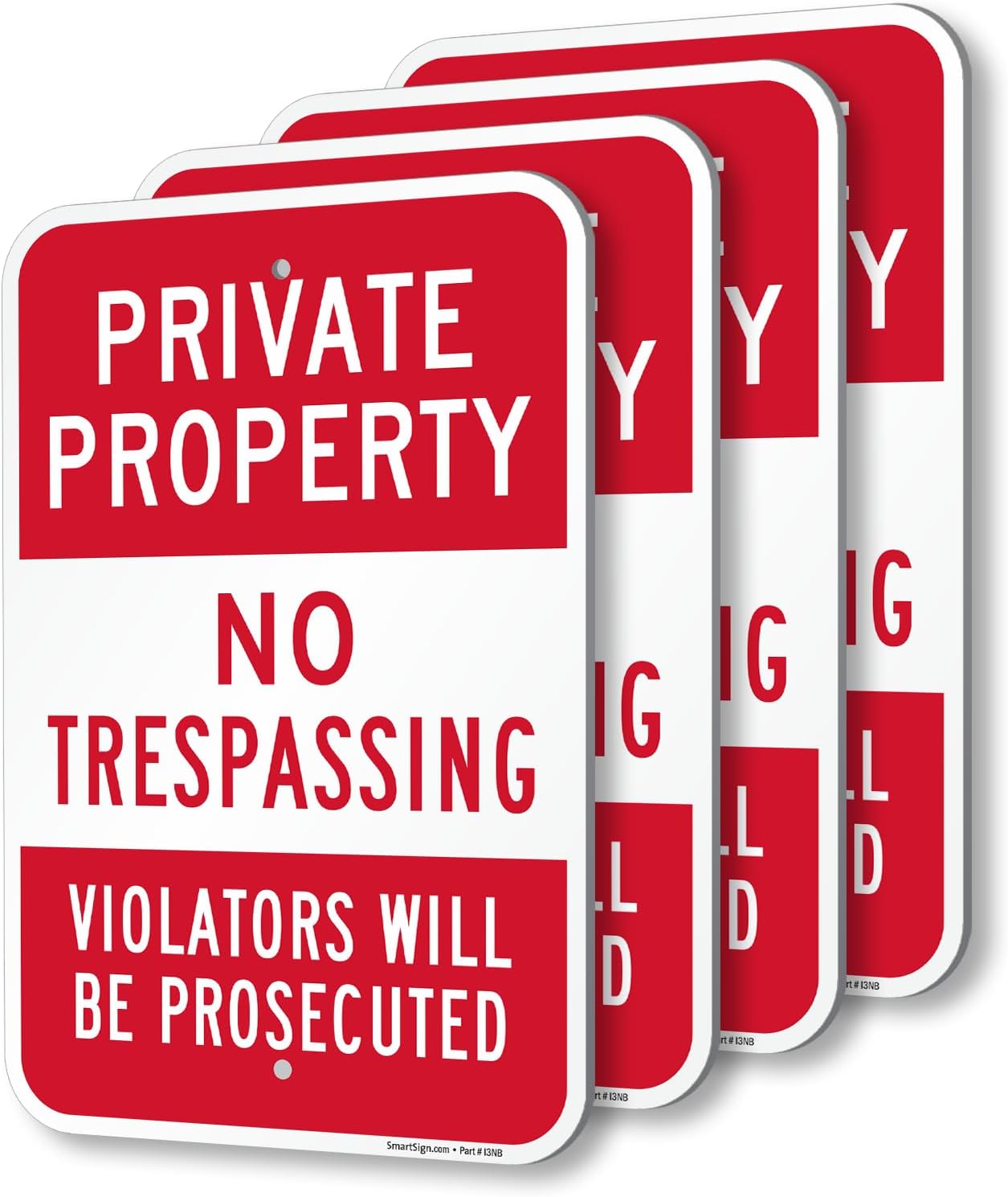 Durable Private Property No Trespassing Sign - 4-Pack 18x12