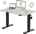 Whole-Piece Standing Desk 48 x 30 in - Black Frame with Marble Gray