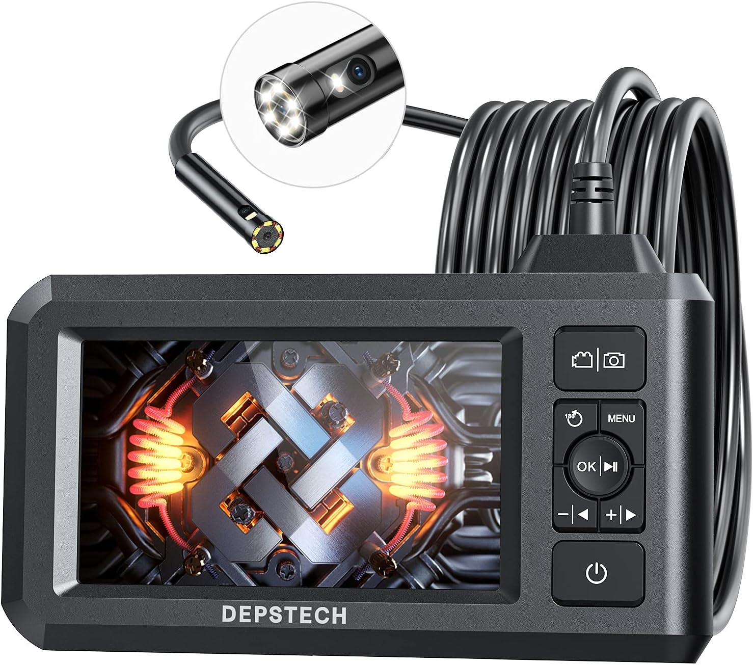 DEPSTECH Industrial Endoscope, Dual Lens, 1080P Inspection Camera