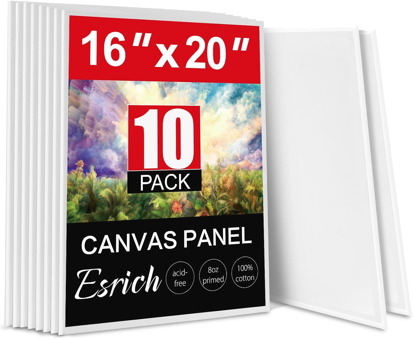 ESRICH 16x20 Inch Canvas Boards for Painting - 10 Pack Set