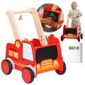 Wooden Baby Walker with Wheels - Fire Truck Design for Early Steps