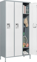 72in Metal Locker 3 Doors Gray & White - Durable Employee Storage