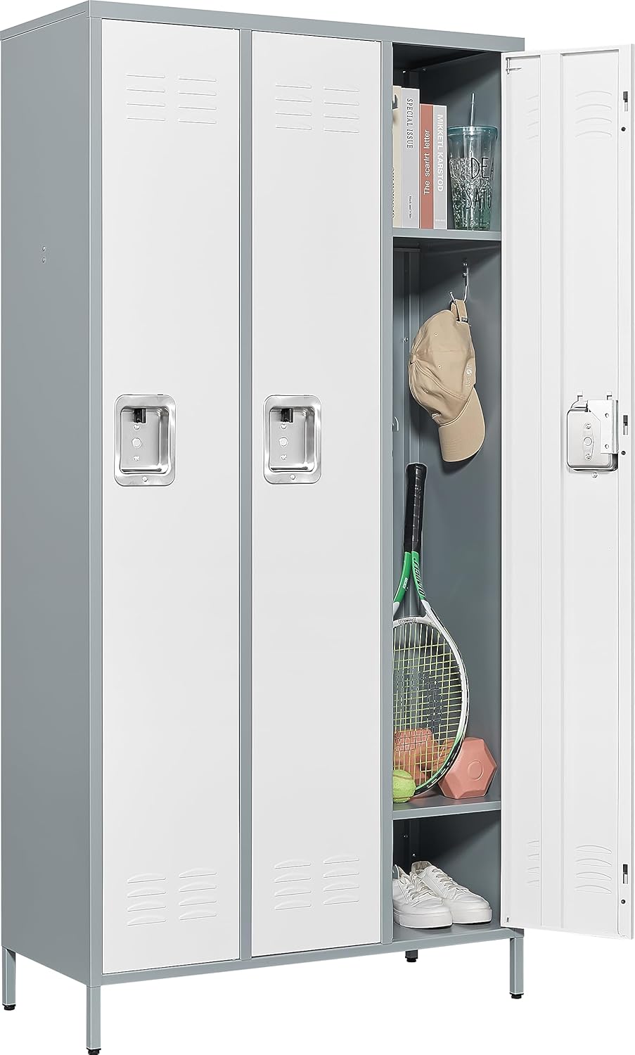 72in Metal Locker for Employees - Spacious 3 Door Storage Unit