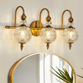 Vintage Bathroom Lights Gold Vanity Light with Glass Globe - 3 Light
