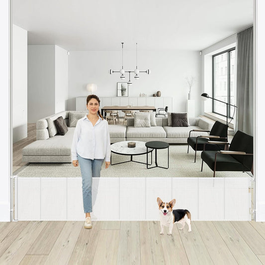 24 Inch Tall Retractable Dog Gate for Indoor and Outdoor Use