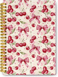 Coquette Pink Bow Cherry Spiral Notebook - Compact Cute Journal