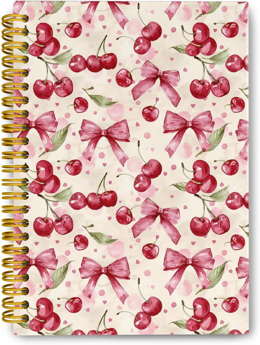 Chic Pink Spiral Notebook, Vintage Journal for Women, Cute Office Supplies
