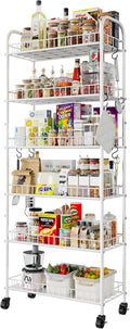 6 Tier Slim Rolling Storage Cart with Wheels - Narrow Space Organizer