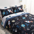 Kids Space Comforter Set Full Size 7 Piece Bedding - Fun 3D Rocket