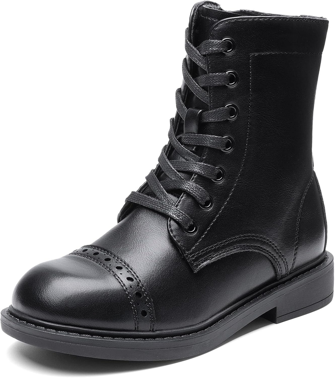 DREAM PAIRS Girls Boys Combat Ankle Boots with Side Zipper