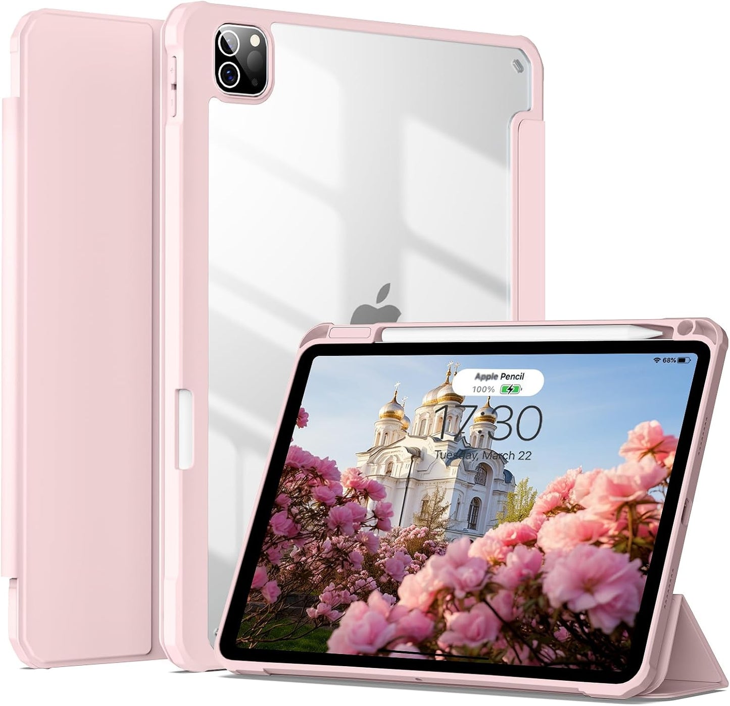 Pink Transparent iPad Pro 11 Case with Pencil Holder