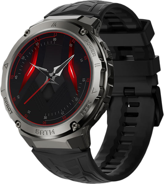 Gloryfit Military Smartwatch: Bluetooth Calls, Sports Modes, 5ATM Waterproof