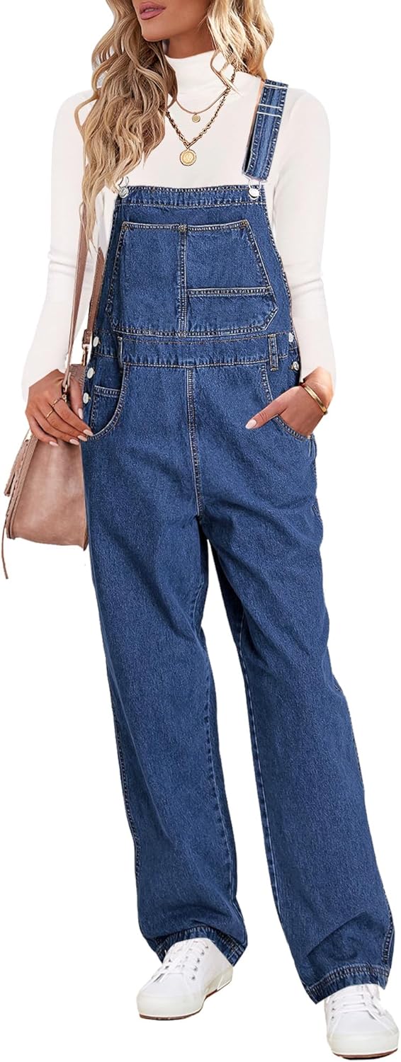 Luvamia Women Loose Fit Denim Bib Overalls for Everyday Style
