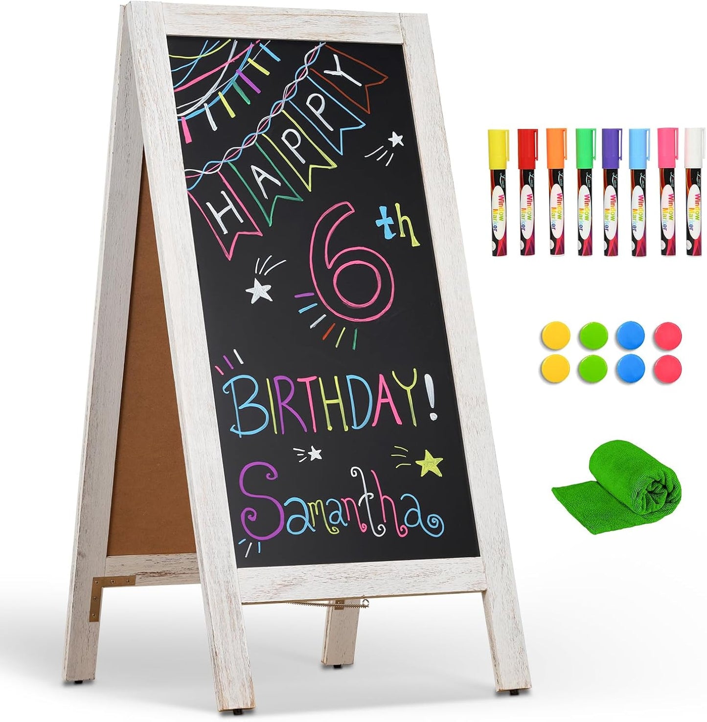4 THOUGHT A-Frame Double-Sided Magnetic Chalkboard for Events