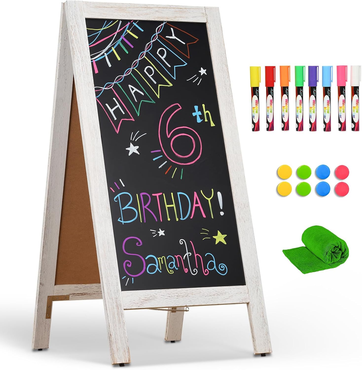 4 THOUGHT A-Frame Double-Sided Magnetic Chalkboard for Events