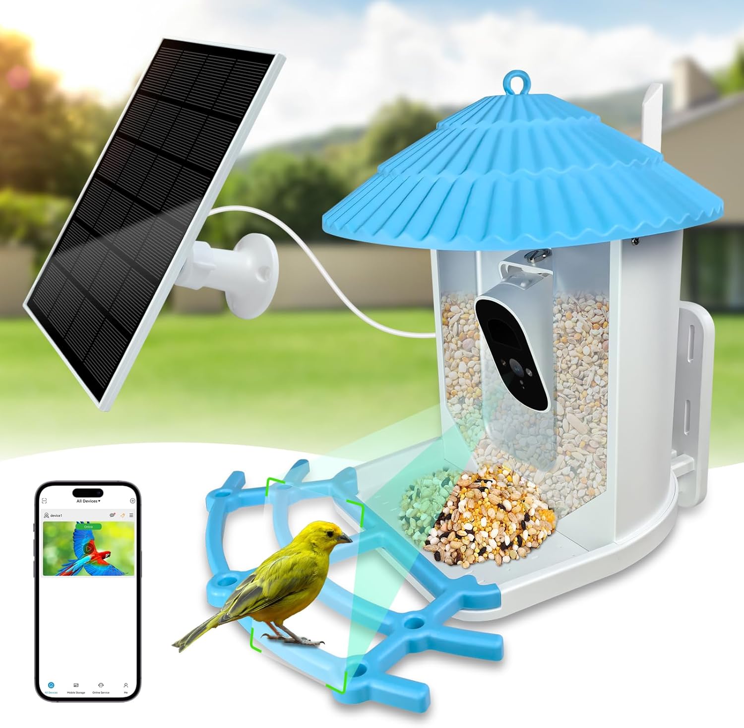 1080P HD Solar Bird Feeder Camera: Night Vision & Two-Way Audio