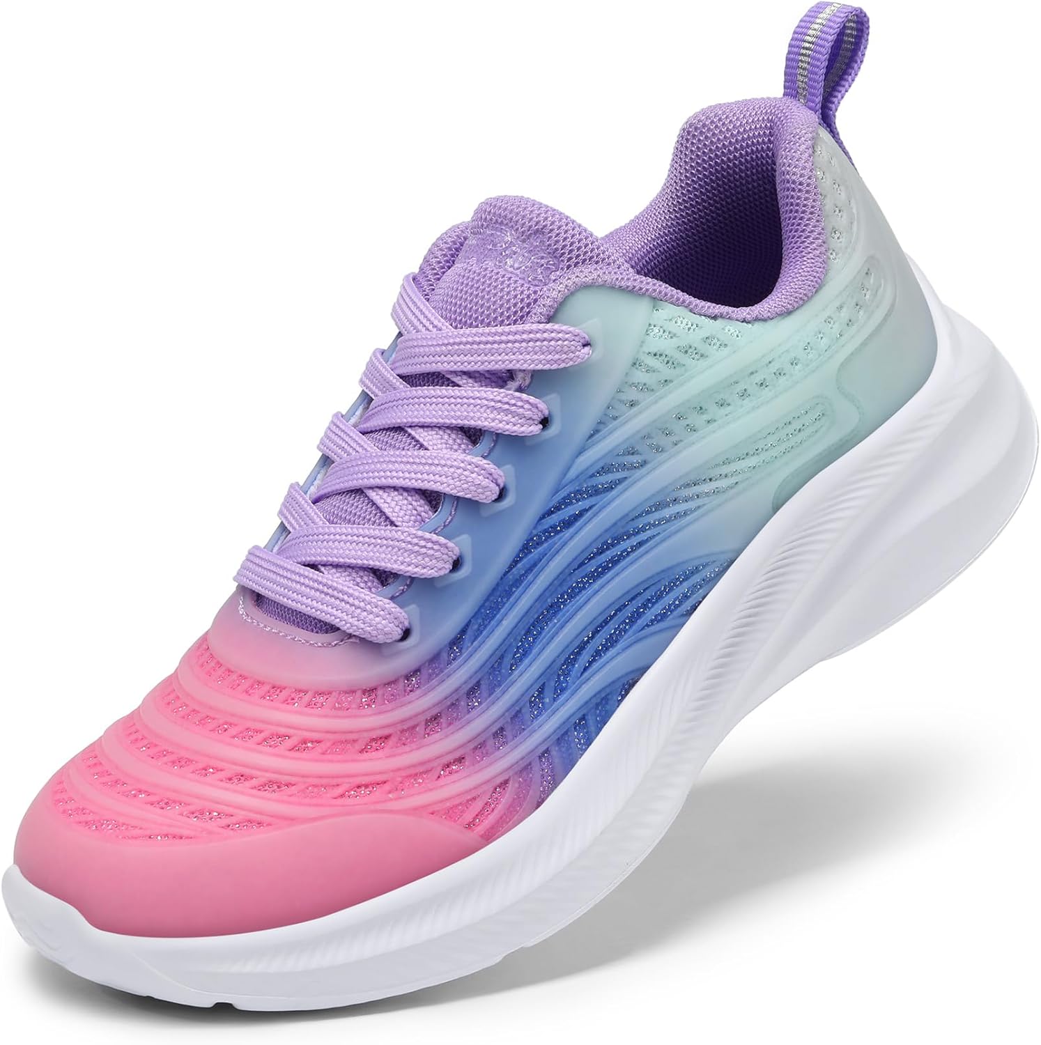 DREAM PAIRS Kids Lace Up Tennis Sparkle Glitter Sneakers