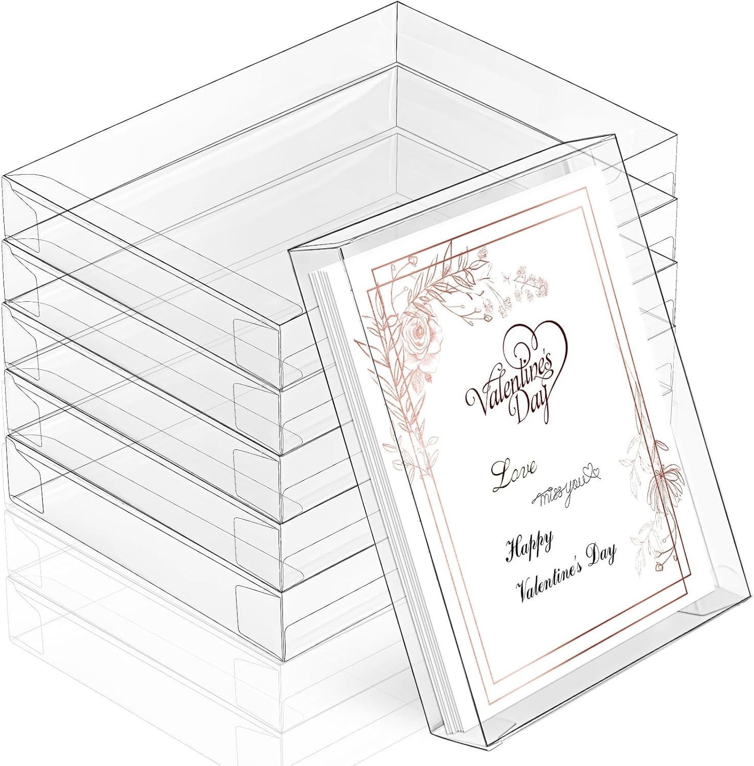 Sintuff Clear Card Box Set for Greeting Cards and Storage Needs