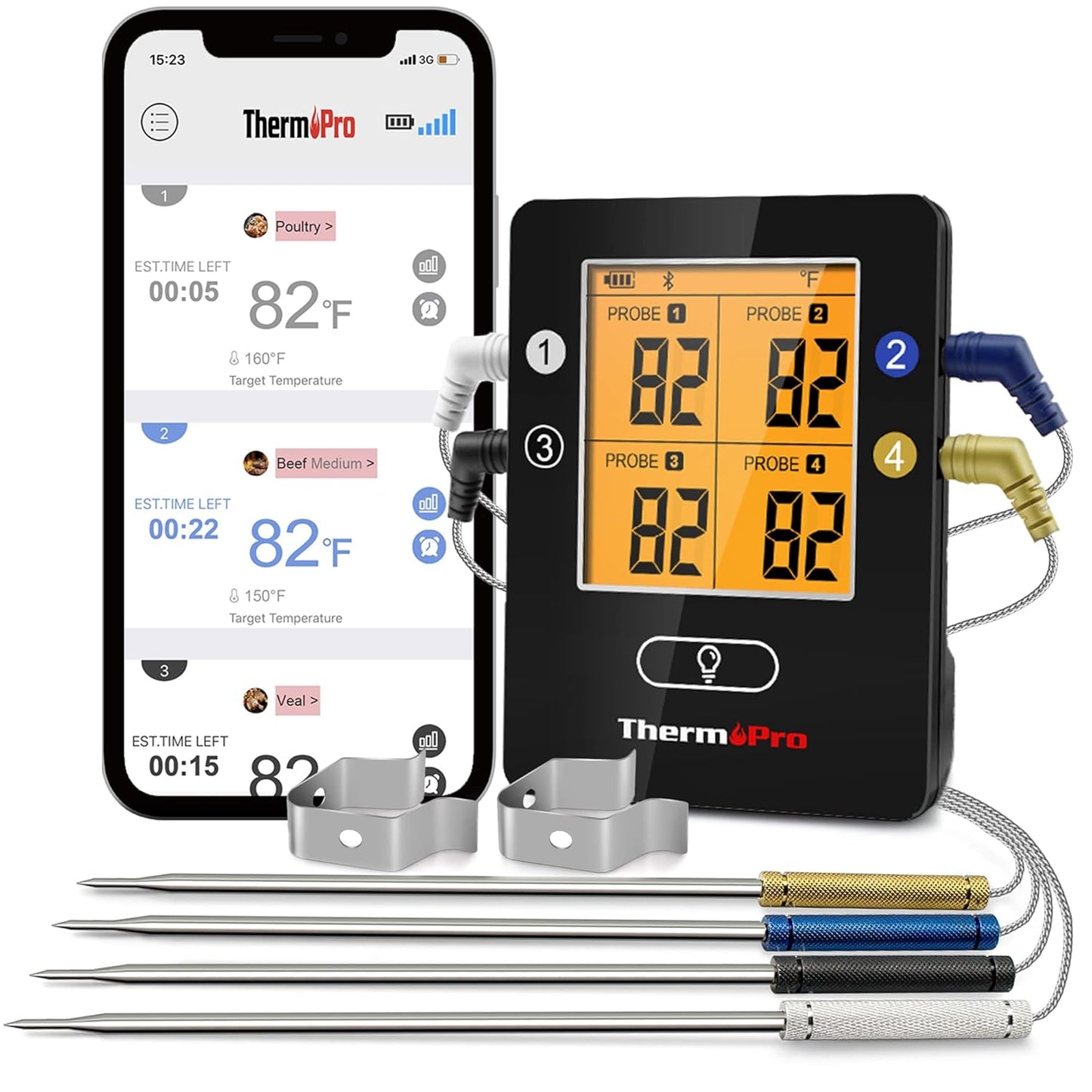 ThermoPro TP25 Bluetooth Meat Thermometer with 4 Probes