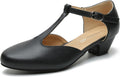 MAIERNISI JESSI T-Strap Low Chunky Heel Mary Jane Pumps (Style S9SM)