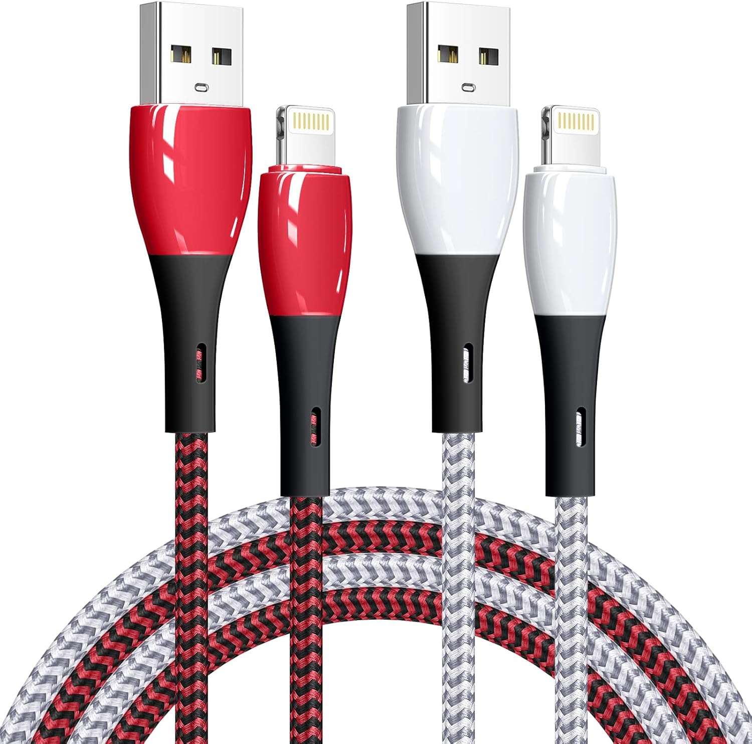 Fast Charge 2 Pack 6ft Nylon Braided Lightning Cables for iPhone - Apple MFi Certified - XDXTAP