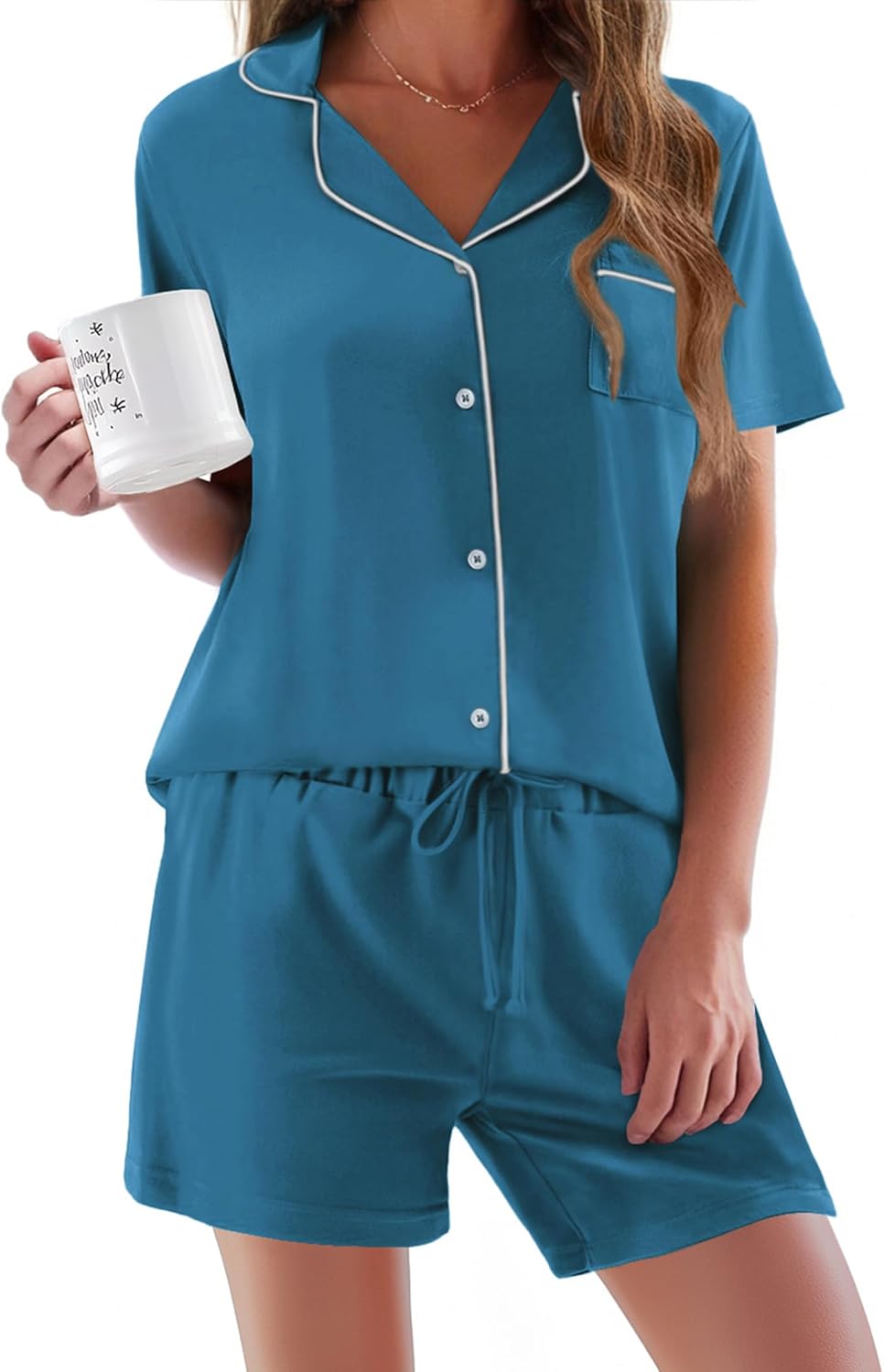 Ekouaer Pajamas Set for Women Soft 2 Piece Lounge Sets
