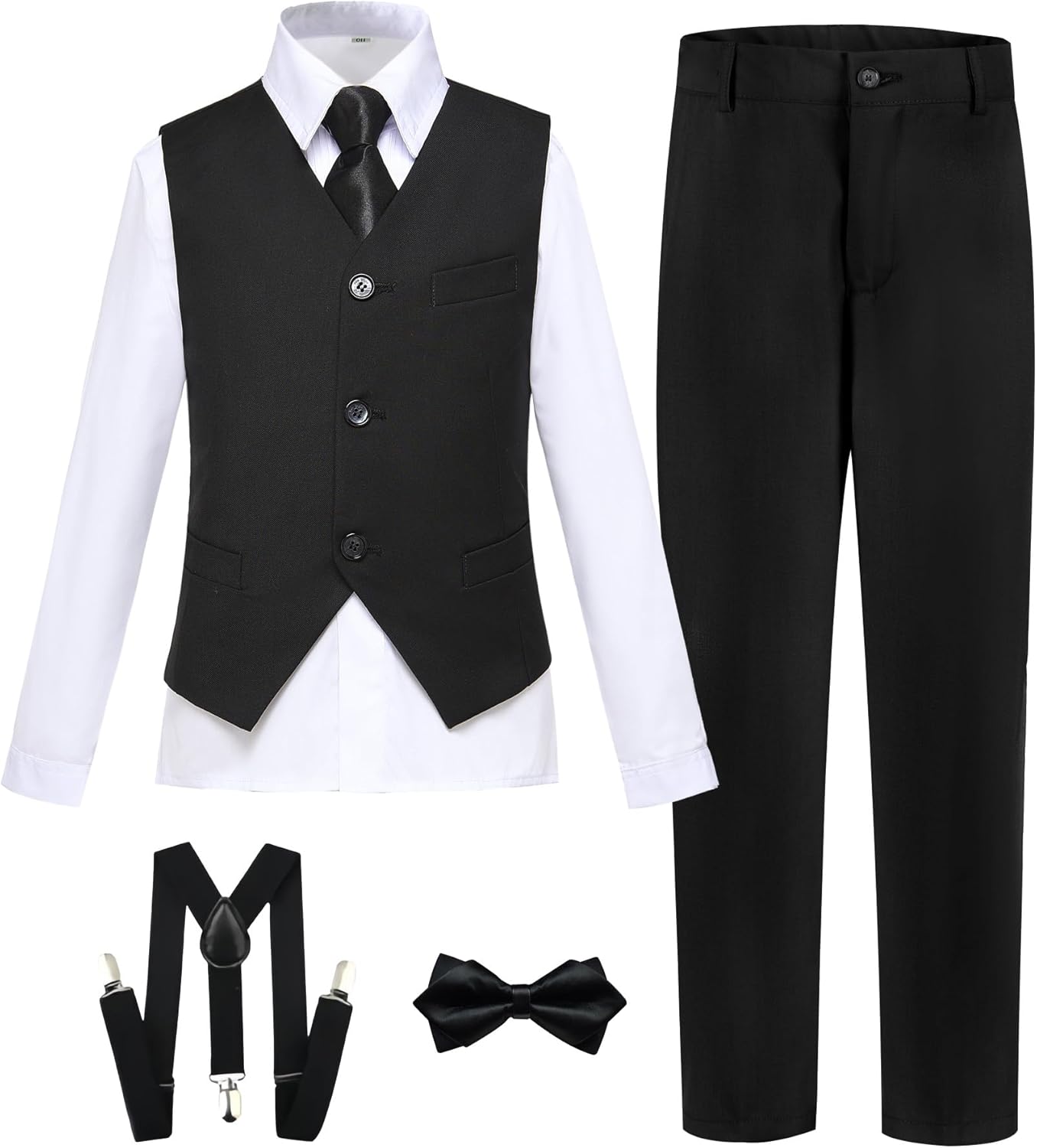 Boy's Formal Suit 7 Piece Slim Fit Tuxedo for Kids Weddings